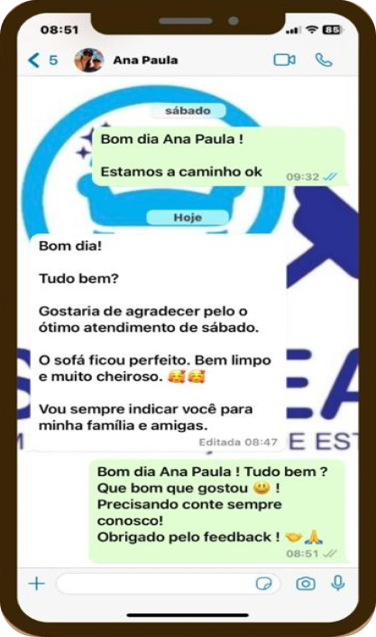 mensagem de feedback do whatsapp