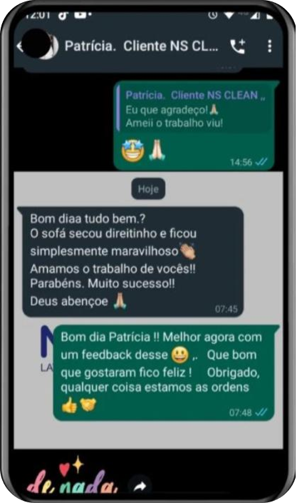 mensagem de feedback do whatsapp