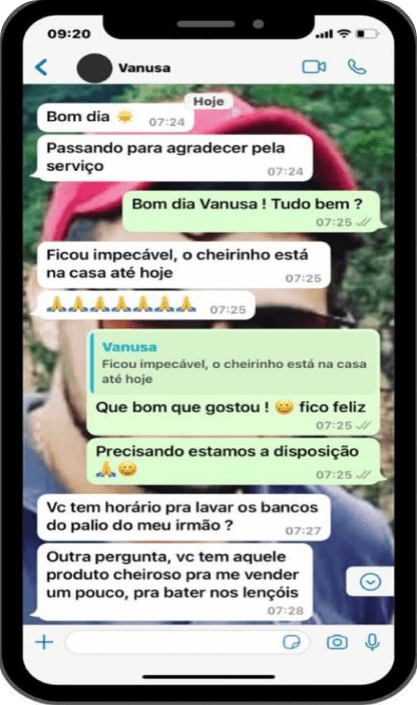 mensagem de feedback do whatsapp